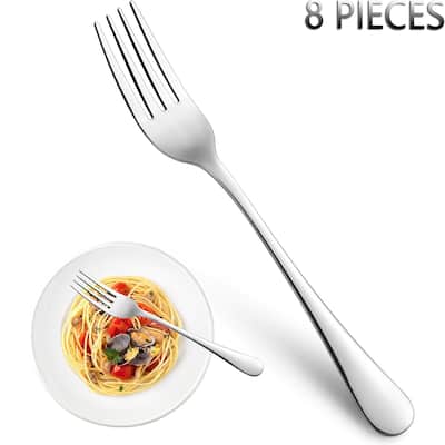 8 Pieces Food-Grade Stainless Steel Forks, Mirror Polished,Silver 8 Inch - 8"L x 0.8"W