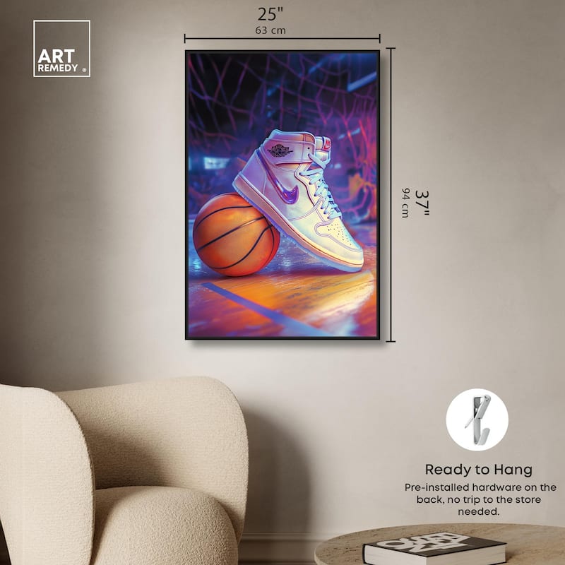 Neon Basketball Court Canvas by Art Remedy