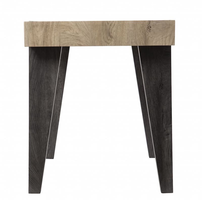 Modern Rustic Writing Desk with Natural Veneer Top and Charcoal Base – 45 Inch Two-Tone Wood Desk