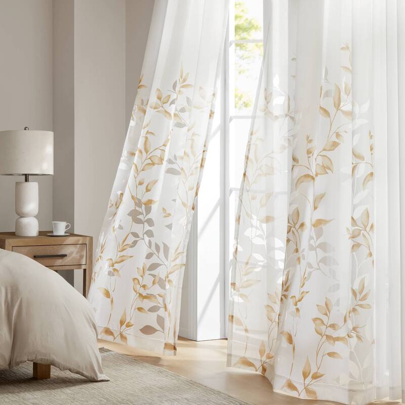 Madison Park Vera Burnout Printed Curtain Panel Single - 50x84" - Yellow
