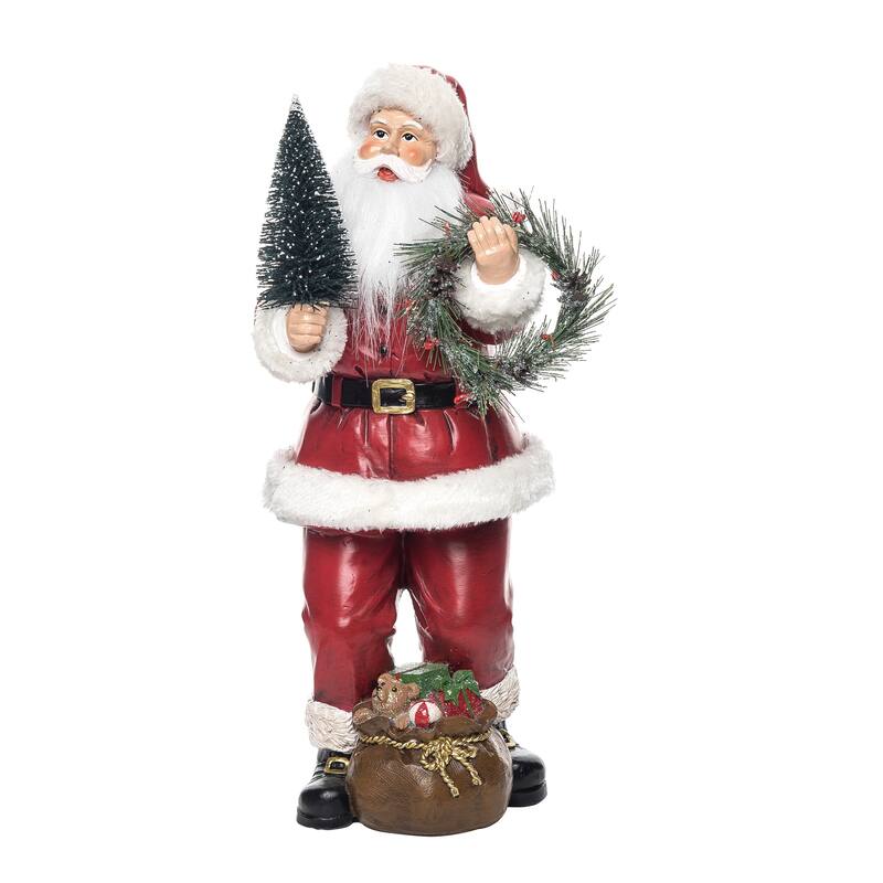 Transpac Resin 16 in. Multicolor Christmas Bottle Brush Santa Fig
