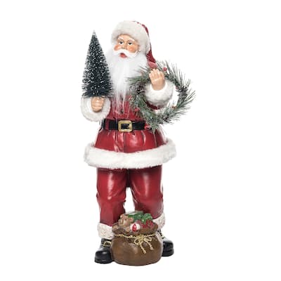 Transpac Resin 16 in. Multicolor Christmas Bottle Brush Santa Fig