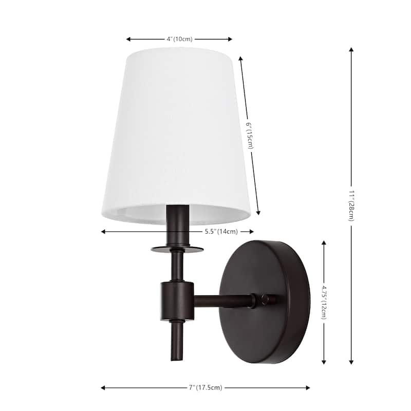 SAFAVIEH Lighting Dalany 7-inch Fabric Shade Wall Sconce with Bulbs (Set of 2) - 7 in. W x 5.5 in. D x 11 in. H