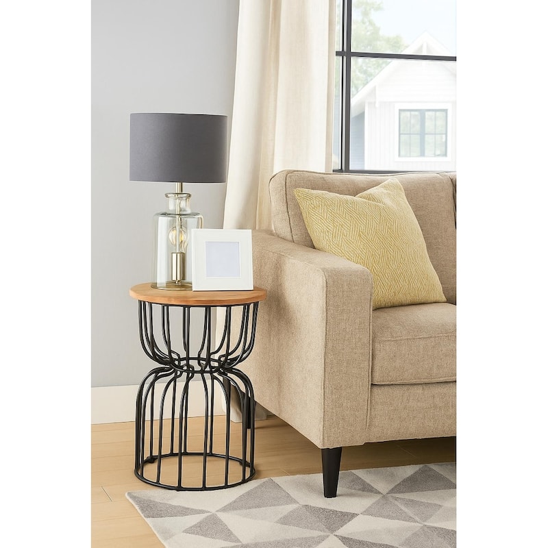 End table in Mango wood and iron