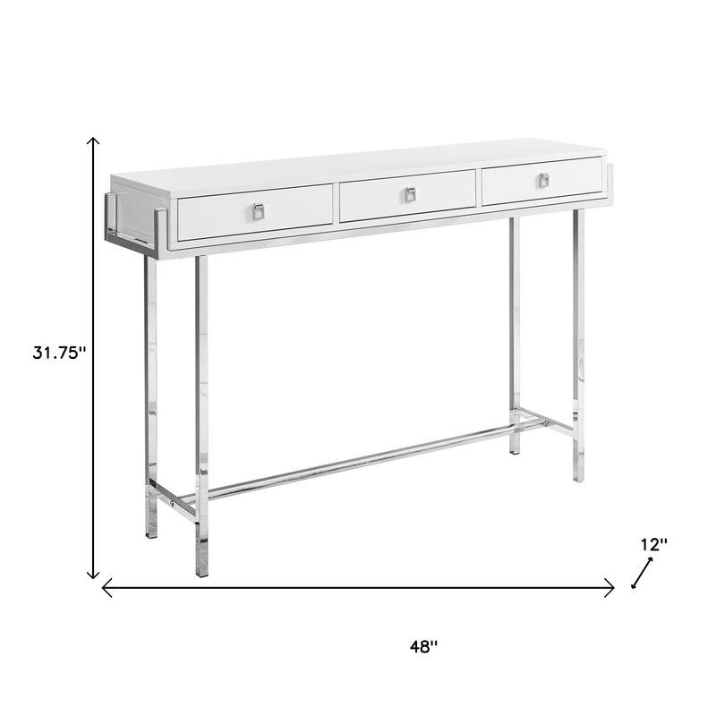 HomeRoots 48" Taupe and Silver Console Table And Drawers - 48.00 in. x 31.75 in. x 12.00 in.