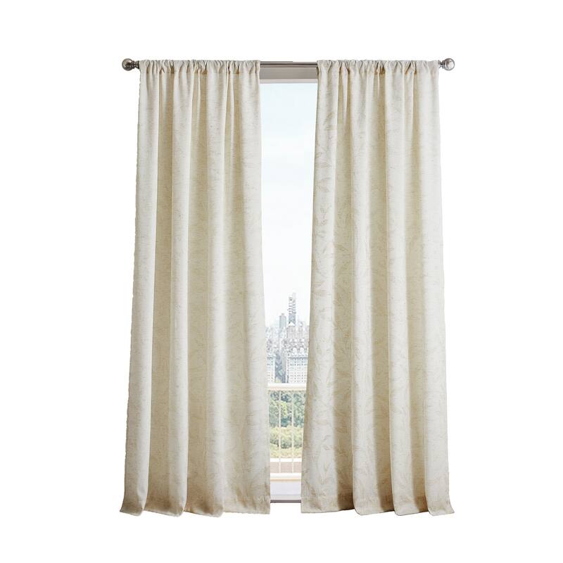 Martha Stewart Metallic Leaves Poletop Curtain Panel Pair