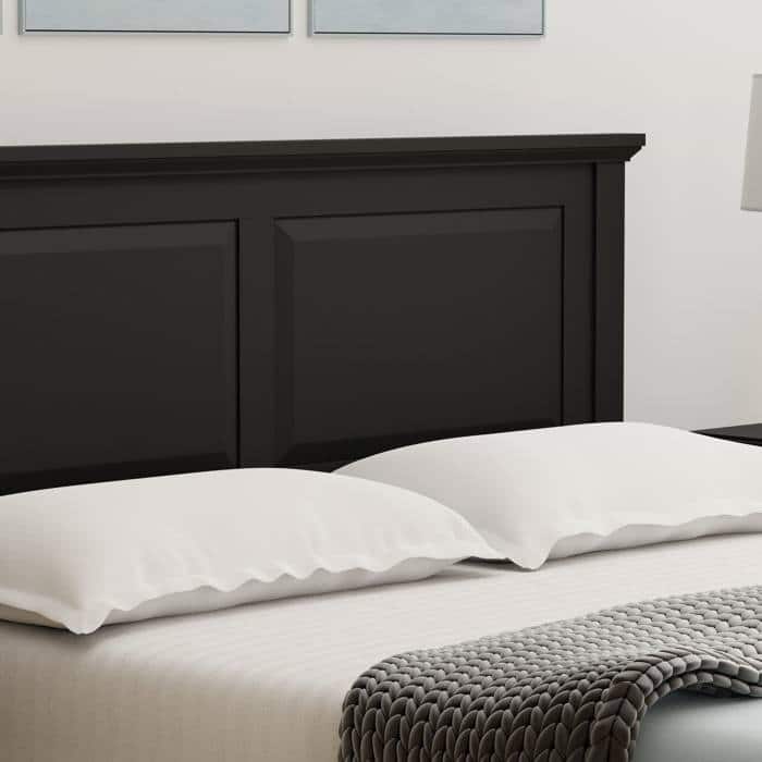 Solid Oak Platform Bed with Tapered Legs and Headboard