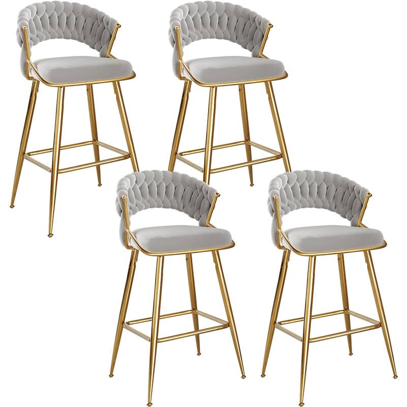 25.2" Modern Velvet Counter Stool with Gold Accents, Ergonomic Design & Plush Seat for Kitchen Island & Bar