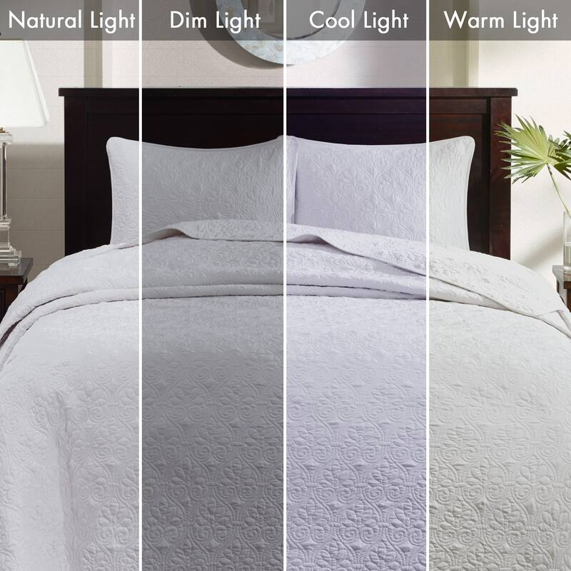 Madison Park Mansfield Reversible Oversized 3-piece Solid Texture Bedspread Quilt Set with Matching Shams