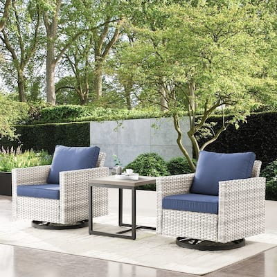 Gymojoy 3 Pieces Outdoor Wicker Swivel Rocker Patio Set