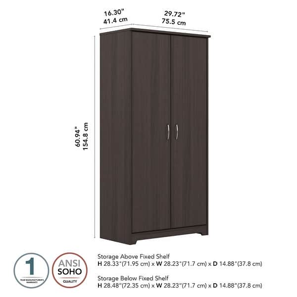dimension image slide 2 of 7, Cabot Tall Storage Cabinet with Doors by Bush Furniture