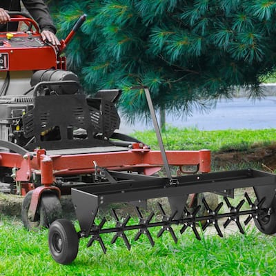 48 Inch Tow Behind Aerators with Durable Steel Tines Lawn Soil Penetrator with Extra-Wide Tow Bar for Lawn