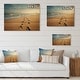 preview thumbnail 4 of 3, Designart "Beach Photo Footprints In V" Nautical & Beach Print on Natural Pine Wood