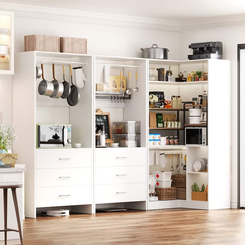 Cimly Set of 3 Freestanding Corner Closet System, Space-saving Closet Organizer for Walk-in/ Reach-in Closet