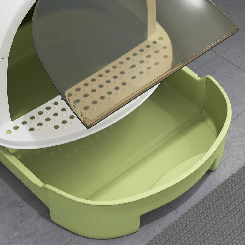 Green Cat Litter Box with Lid