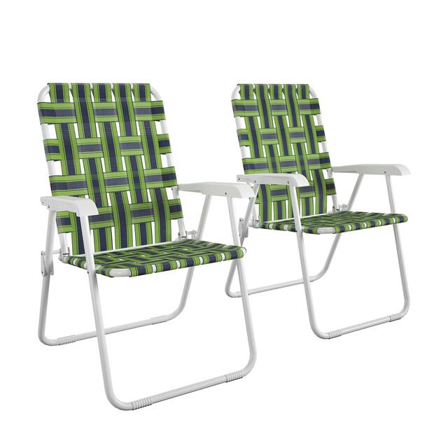The Novogratz Poolside Gossip Collection Priscilla Folding Chair (2-Pack) - Blue and Green