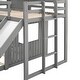 preview thumbnail 10 of 11, Twin-Full Playhouse Bunk Bed wFarmhouse, Slide, Windows, Ladder - Grey