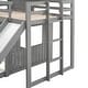 preview thumbnail 17 of 23, Twin Over Twin Bunk Bed with Slide and Ladder, Playhouse Bedframe with House Roof, Window and Safety Guardrails for Kids/Bedroom