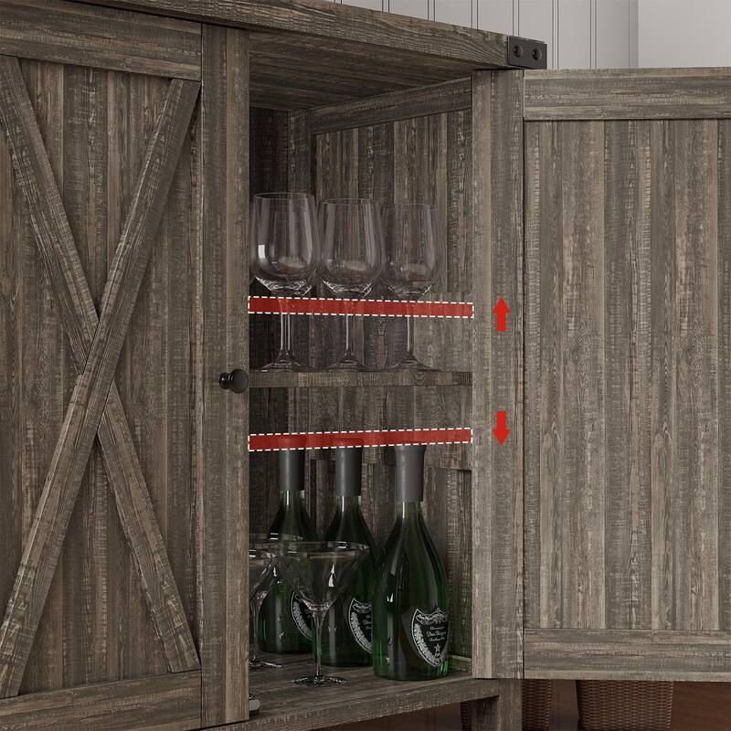 Storage Cabinet 15.7" d x 30" w x 31.5" h, Sideboard Buffet Cabinet with 2 Doors and Adjustable Shelves