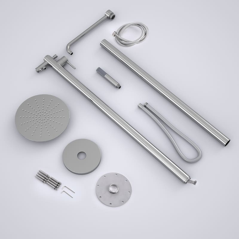Rbrohant 84"H Stainless Steel Freestanding Outdoor Shower with Handshower