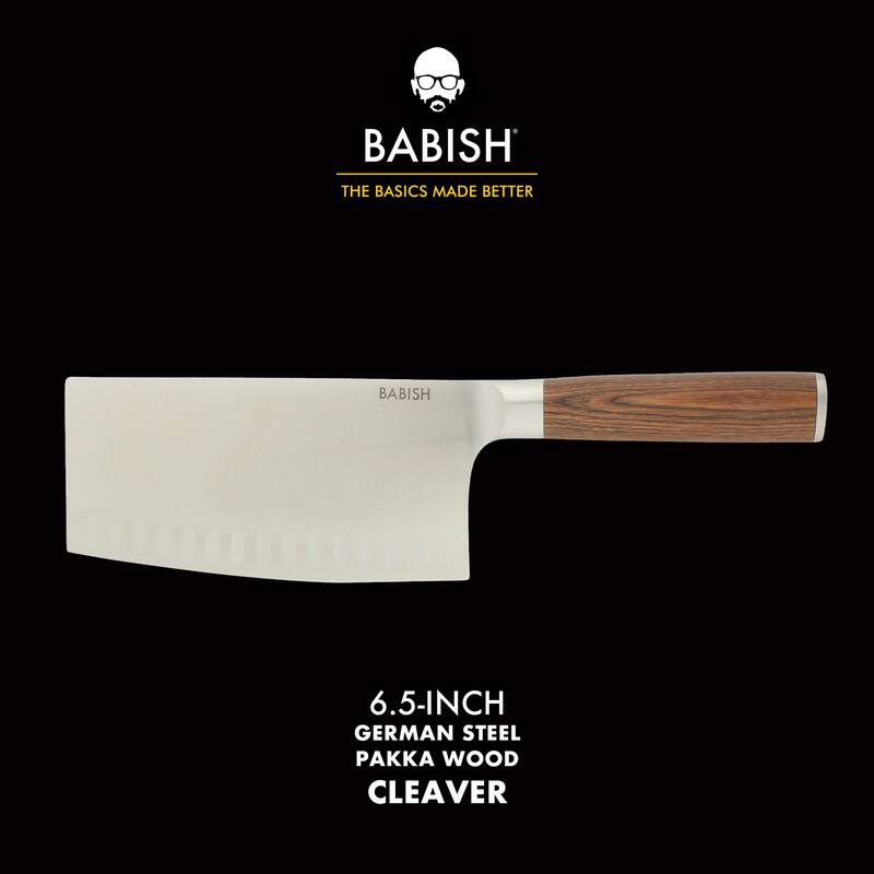 Babish High Carbon 1.4116 German Steel Full Tang 6.5-Inch Forged Cleaver Knife - for Heavy-Duty Chopping and Slicing