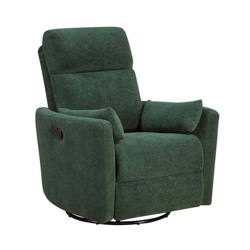 Fremont & Park Lennon 35" Microfiber Manual Swivel Glider Recliner - Removable Back - Green