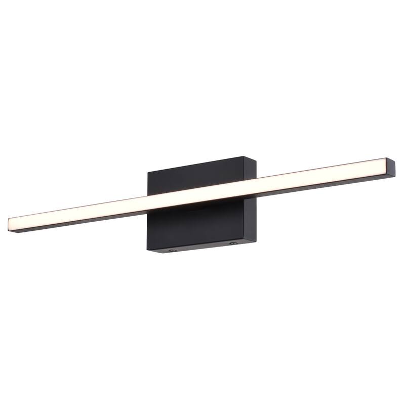Ashburn 24 in. Integrated LED Matte Black Bath Bar Vanity Light White Shade - 24-in W x 4.25-in H x 3-in D