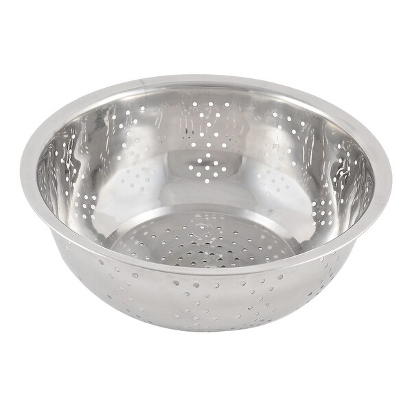 Stainless Steel Vegetable Fruit Washing Bowl Colander Silver Tone 20cm Diameter