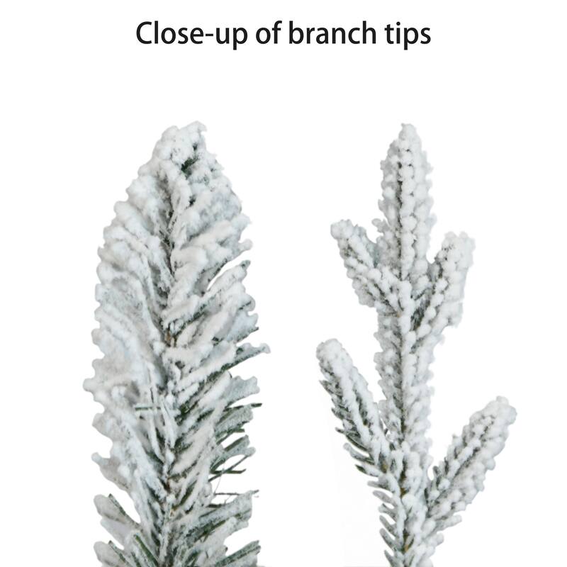 Puleo International Pre-Lit 2' Potted Flocked Pencil Arctic Fir Artificial Christmas Tree
