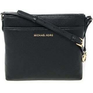Shop Michael Kors Riley Black/Gold Small Flat Crossbody Handbag - Overstock - 11650416