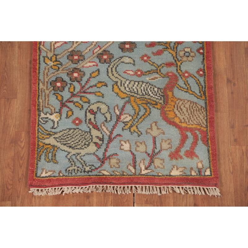 Animal Pictorial Ziegler Runner Rug Hand-Knotted Wool Carpet - 2'7"x 8'0"