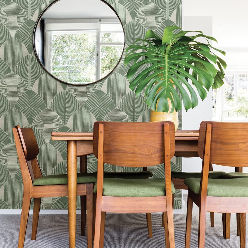 Scott Living Westport Green Geometric Wallpaper