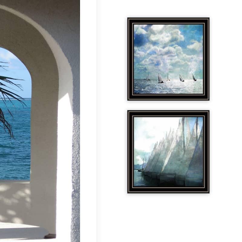 2-Piece Framed Wall Art Set - Sail Away, Black Frame