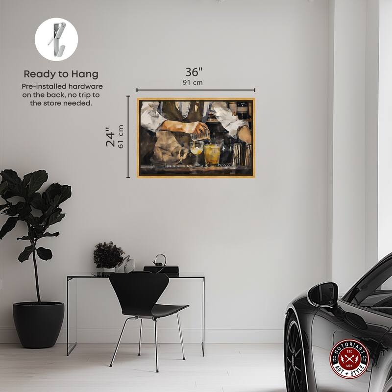 Notoriart Bartender Framed Bar Cart Art For Men