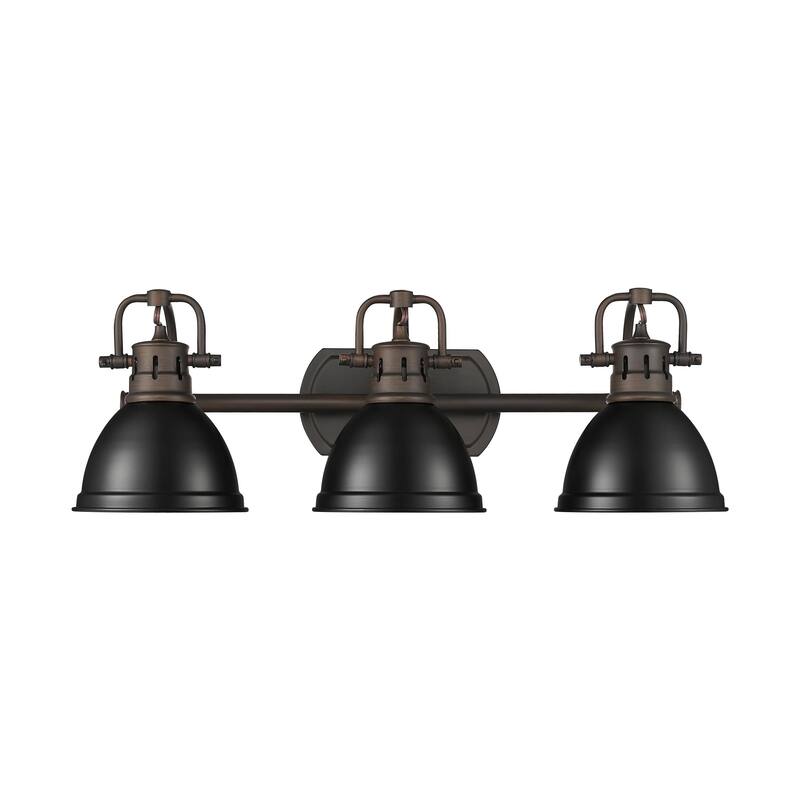 Yep by Golden Lighting Duncan 3-light Vanity in Rubbed Bronze and Matte Black shade