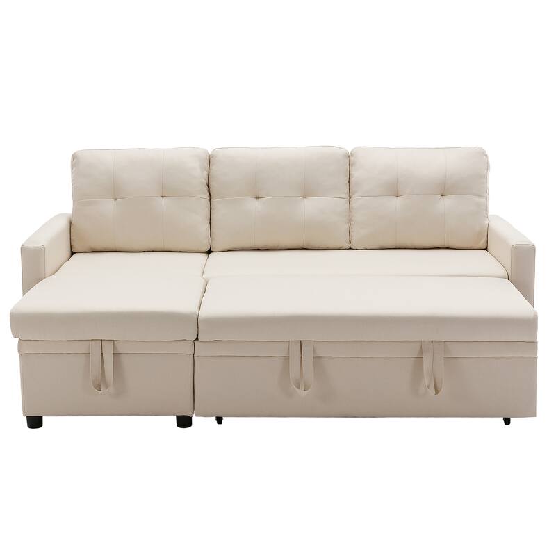 Linen L-Shaped 3-Seat Sofa Convertible Sectional Sofa