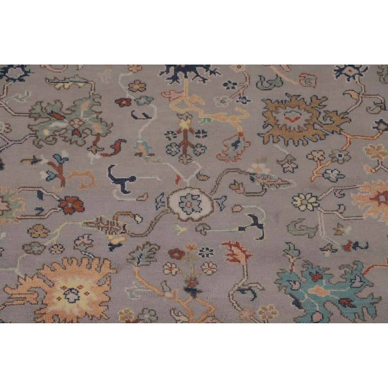 Floral Oushak Indian Area Rug Handmade Wool Carpet - 7'8"x 9'10"