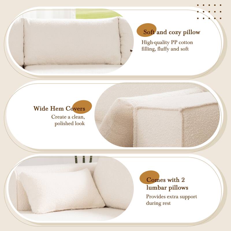 Modular Sectional Sofa with Side Table, Upholstered Cloud Sofa with L-Shaped Chaise Lounge, Full-Compressed Deep Seat Sofa