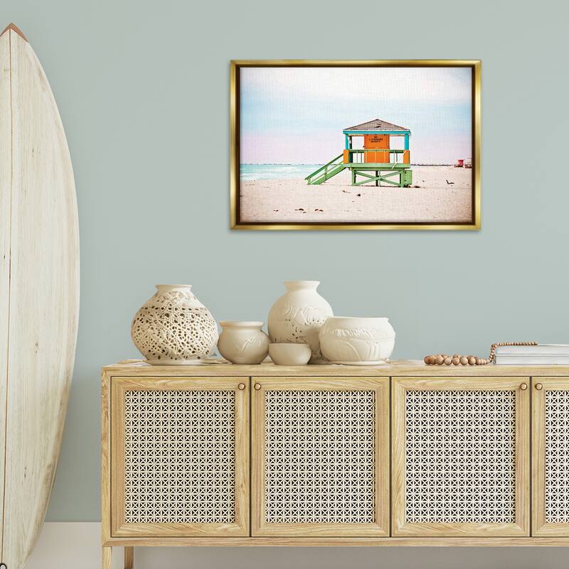 Stupell No Lifeguard On Duty Framed Floater Canvas Wall Art Design By Seven Trees Design