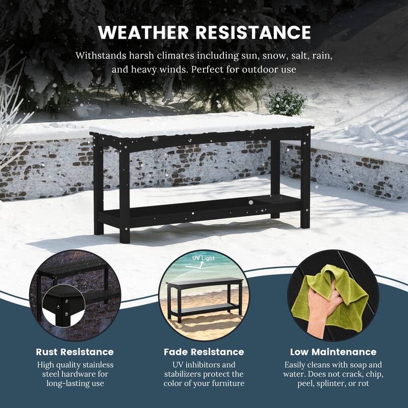 Laguna Hdpe All Weather Outdoor Patio Two Shelf Table