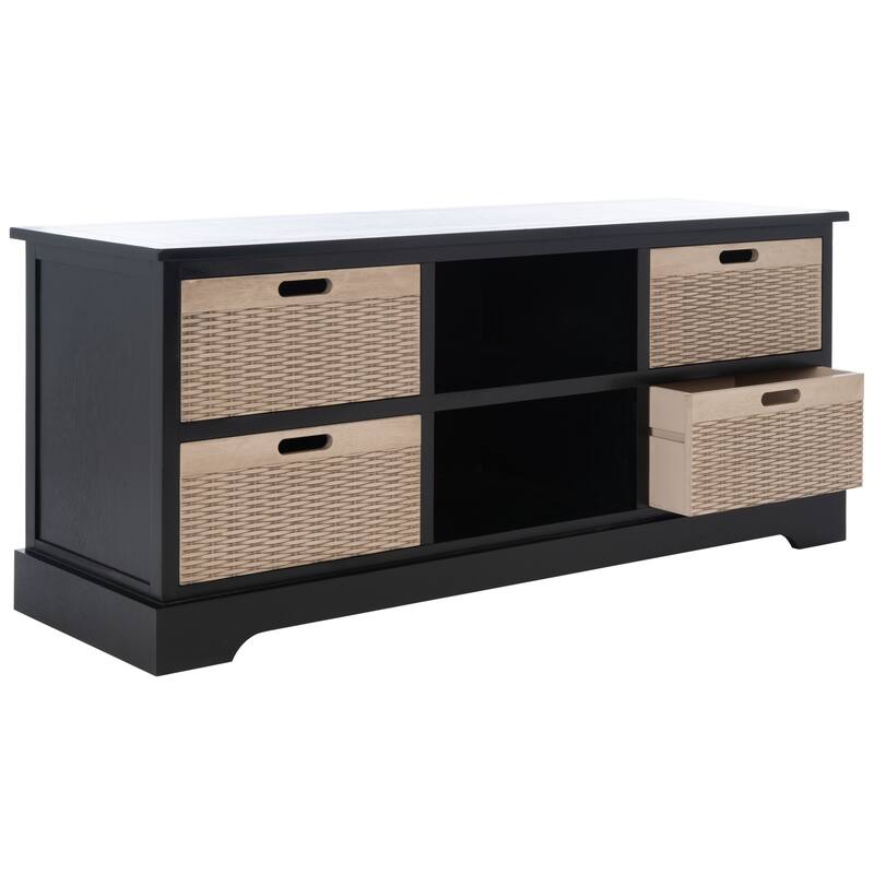 SAFAVIEH Britni 47-inch Storage Media TV Stand - 47.3" W x 15.8" L x 20" H - 47Wx16Dx20H - Black