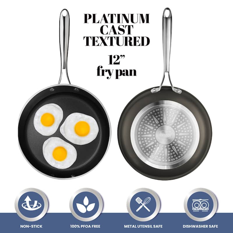 Gotham Steel Pewter Cast Textured 12" Nonstick Fry Pan with Stay Cool Handle