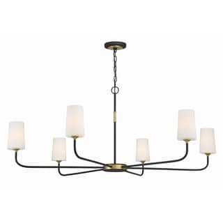 Niles 6 Light Black Forged & Modern Gold Chandelier - 54"W x 22.25"H
