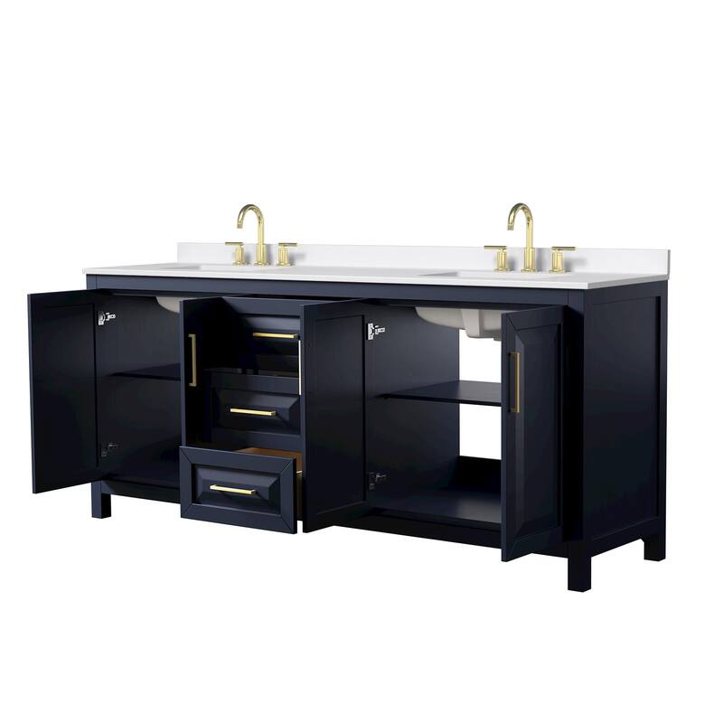 Daria 80-inch Double Vanity, 3 Hole Quartz Top
