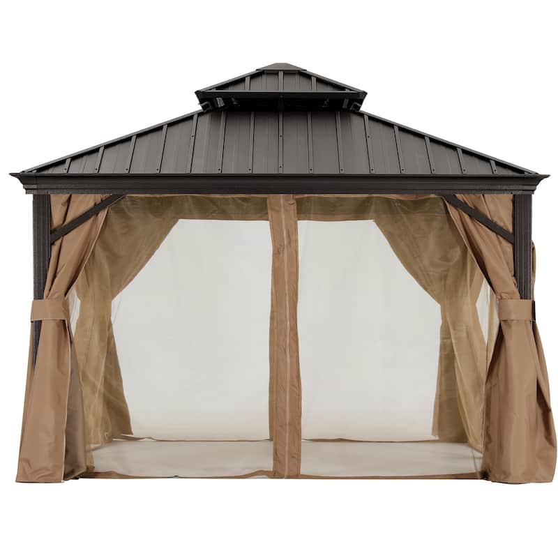 ABCCANOPY Outdoor Hardtop Gazebo with Galvanized Steel Double Roof