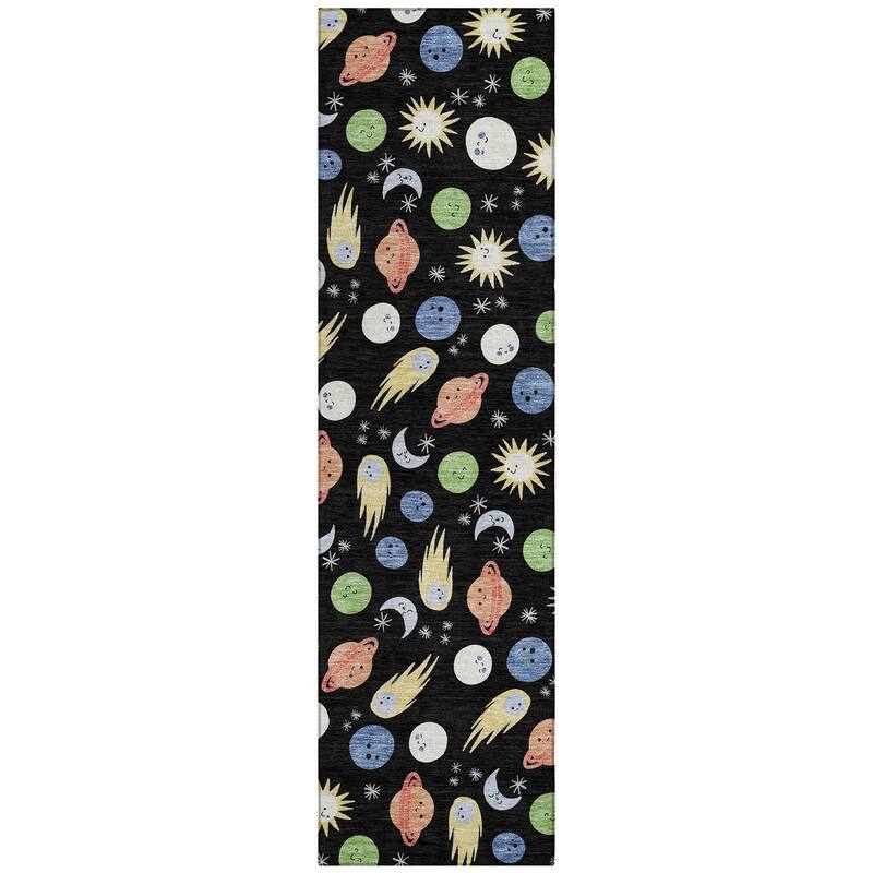 Machine Washable Indoor/ Outdoor Planets Comets Chantille Rug