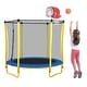 preview thumbnail 9 of 7, 5.5FT Trampoline for Kids - 65" Outdoor & Indoor Mini Toddler Trampoline with Enclosure, Basketball Hoop and Ball Included