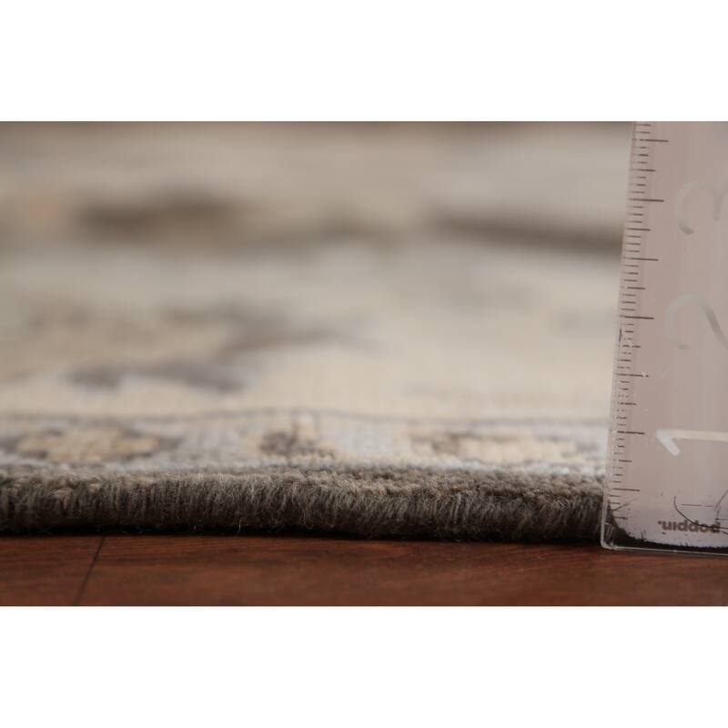 Brown Floral Oushak Indian Area Rug Hand-Knotted Wool Carpet - 9'0"x 11'10"