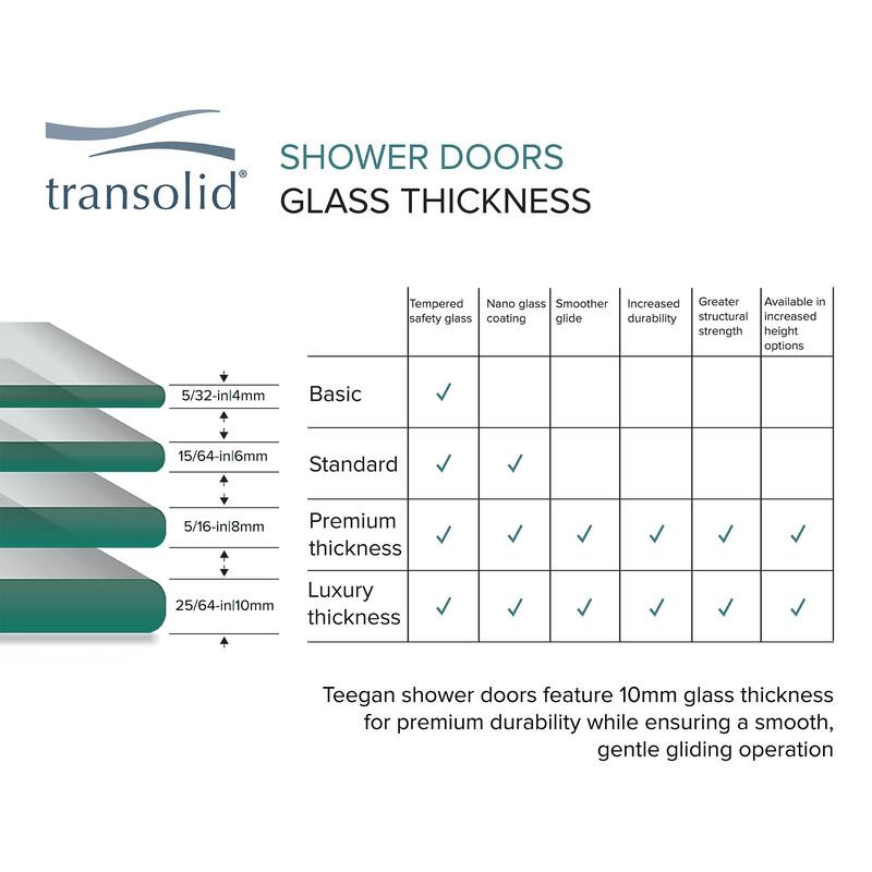Teegan Plus 59 in. W x 80 in. H Sliding Door with Fixed Panel Semi-Frameless Shower Door with Clear Glass