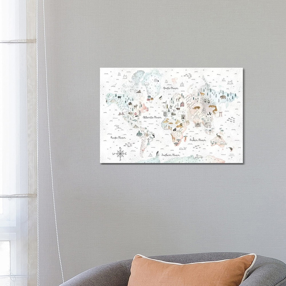 iCanvas "World Traveler I Dot BG" by Laura Marshall Canvas Print